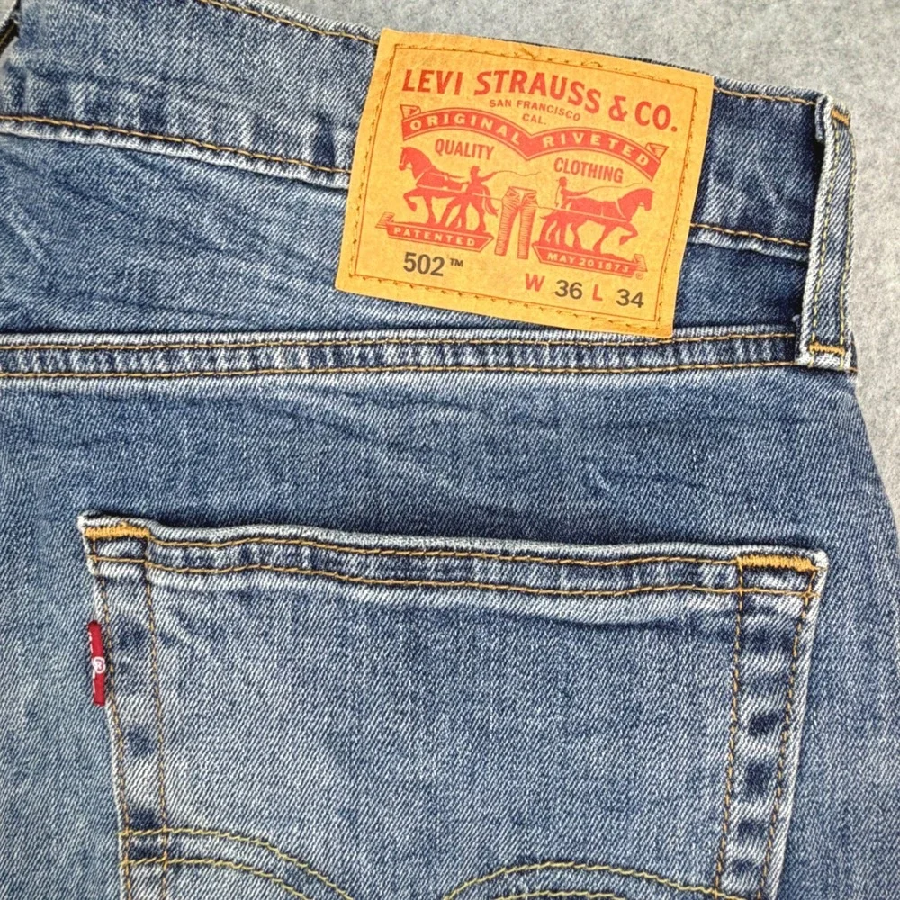Levis 502 Regular Taper Mens‎ Jeans Blue Medium Wash 36x34 29507-0003 Denim